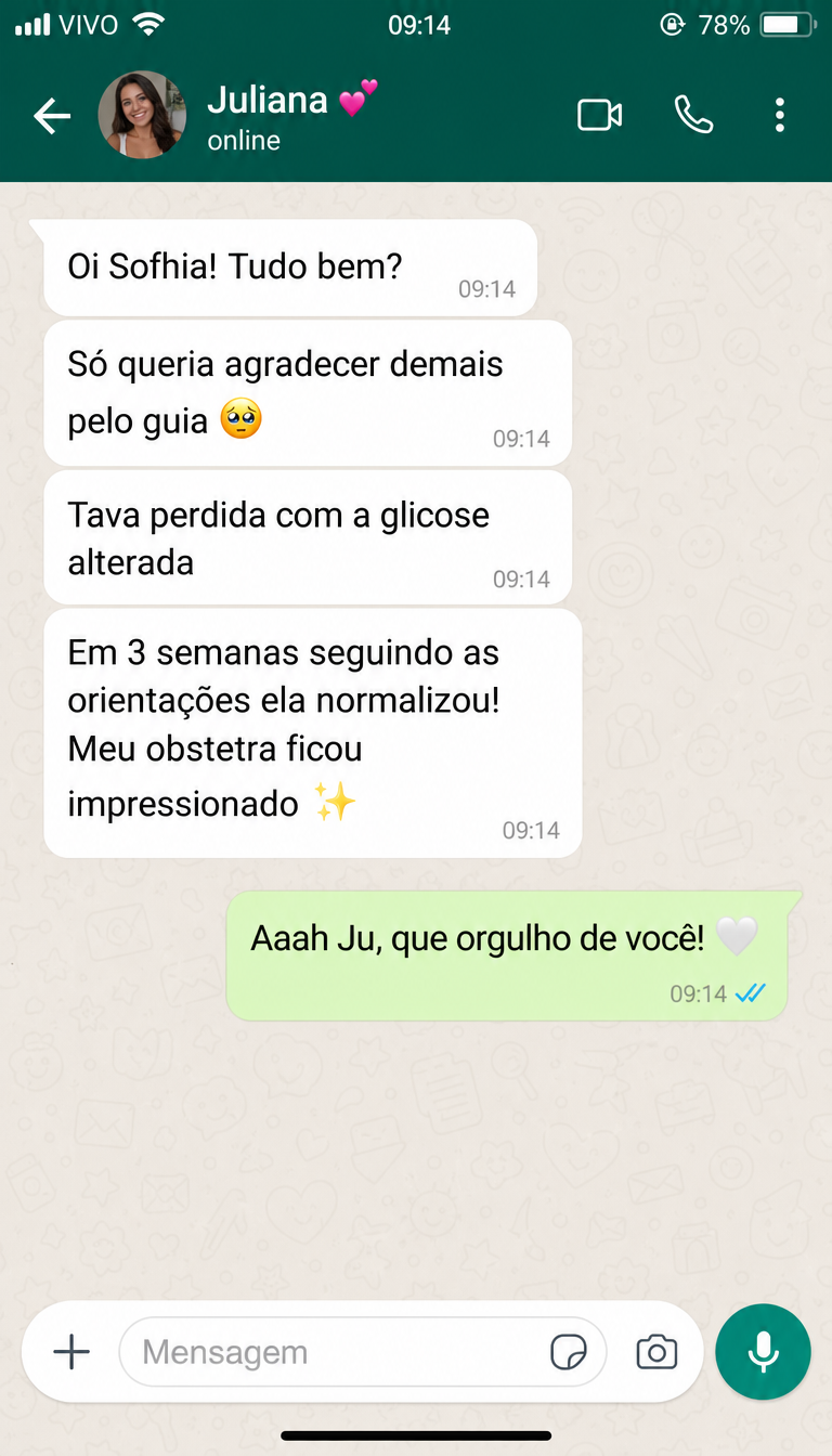 Mensagem de WhatsApp de uma cliente